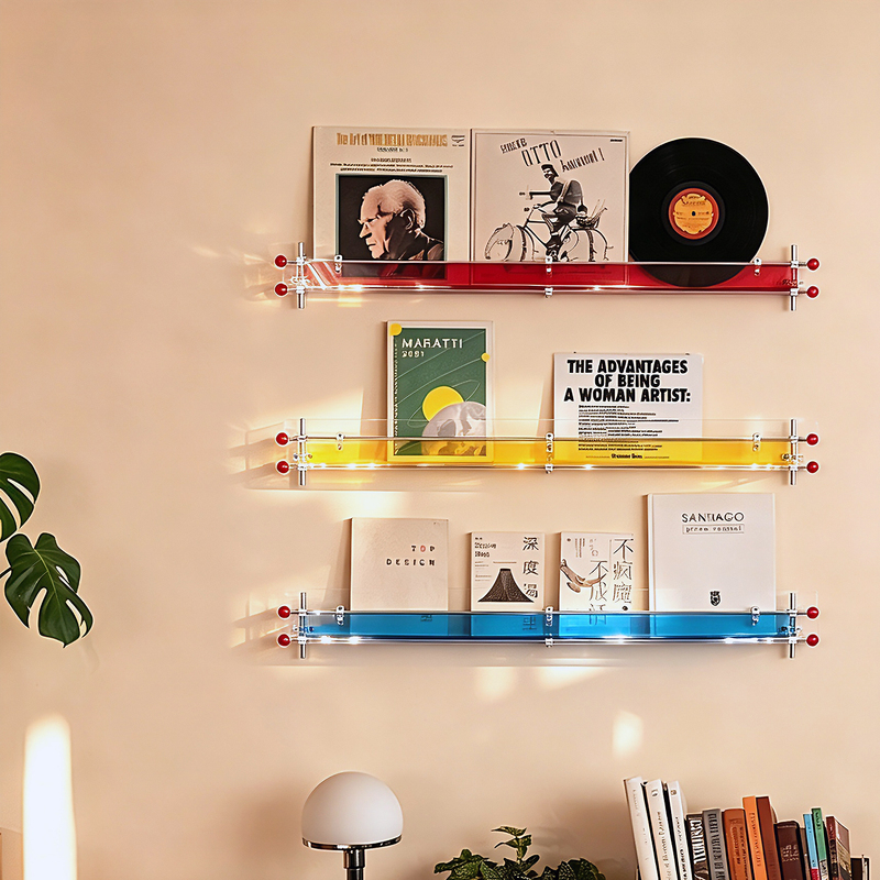 Acrylic Optical Axis Magazine Rack Bauhaus Designer Background Wall Wall Decoration Display Rack Book and Newspaper Rack
