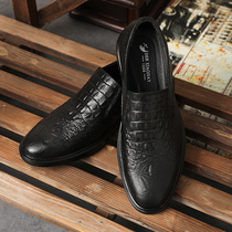 Headlayer Bull Leather Crocodile Tattooed leather Shoes Foreign Trade Clear Bin Pick Up Missed Genuine Leather Business Casual Leather Shoes Mens Fashion Shoes