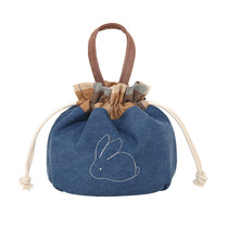 Han Edition Canvas Bunch Pocket Mobile Phone Bag Girls Cloth Art Drawing Rope Handbag Hand Carrying bag Mini little cloth bag