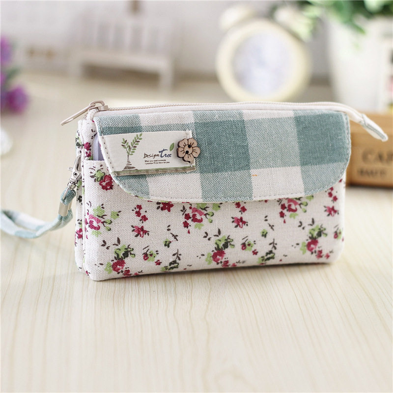 Fabric clutch bag 6 inch large screen mobile phone bag sweet and fresh cotton girl hand carrying floral lace small cloth bag