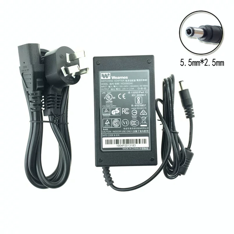 Original Wearnes 24V2.5A Power Adapter Wds060240 Suitable for Godex Kecheng Printer