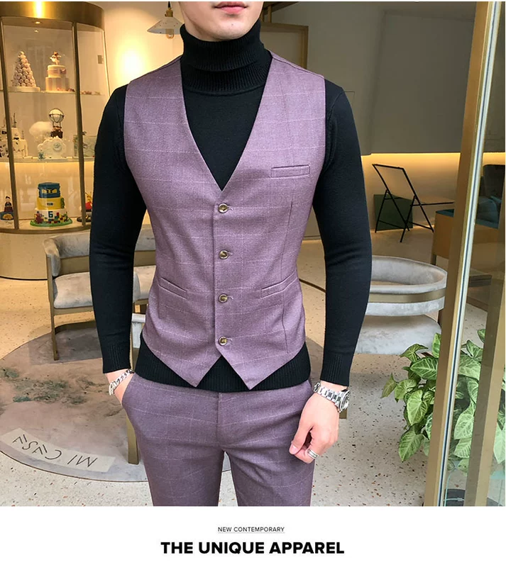 Khí tiết mùa thu đông Hàn Quốc Nhà tạo mẫu tóc Hàn Quốc Slim size phù hợp với bộ đồ kẻ sọc nam phù hợp với váy cưới