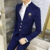 Mùa thu và mùa đông phiên bản Hàn Quốc của bộ đồ tự may cổ áo chú rể phù hợp với bộ đồ cưới cỡ nhỏ 160