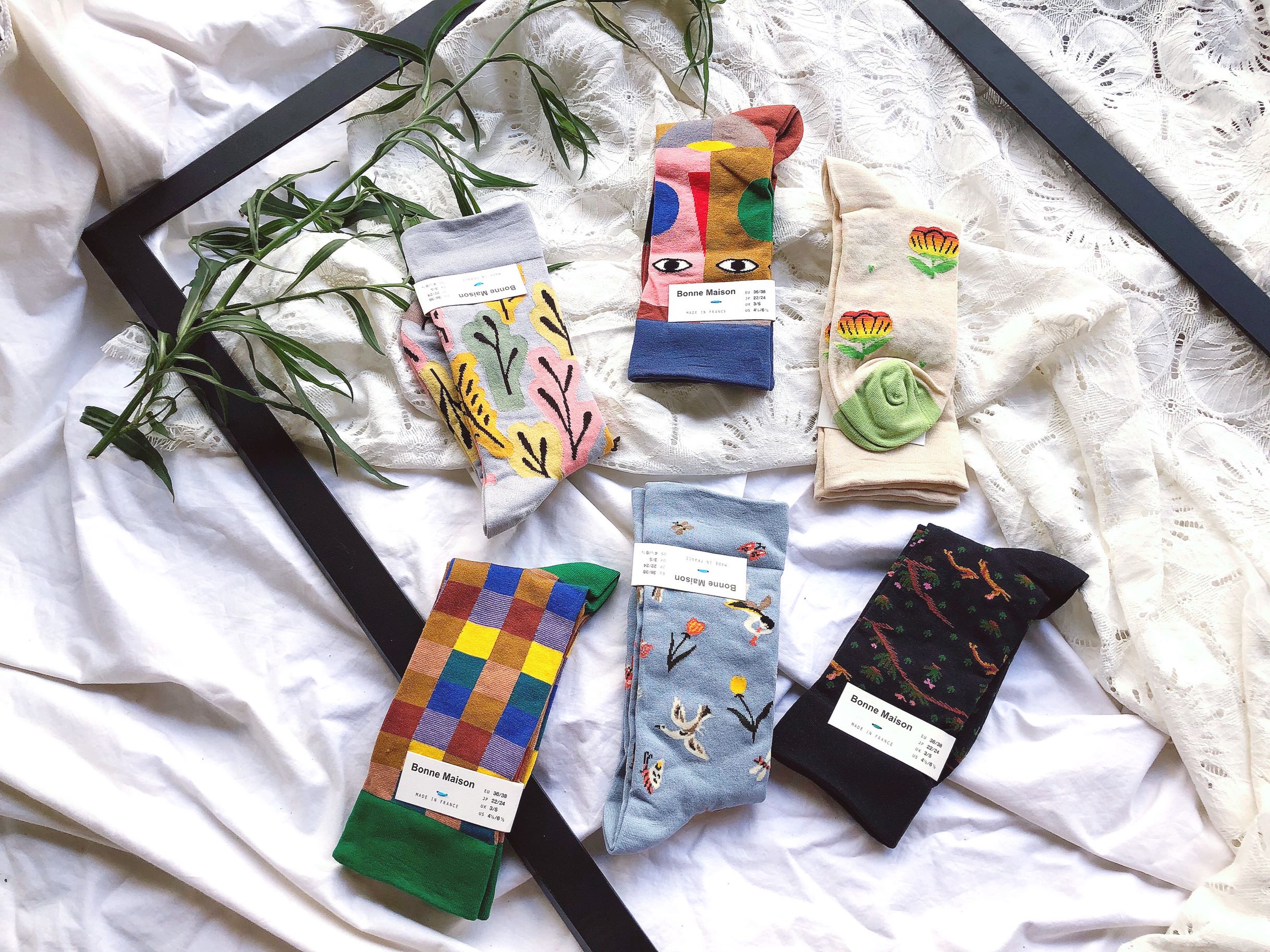 Zhou A's BonneM France Spot Original Packaging Mid-barrel Four Seasons Tide Women's Socks