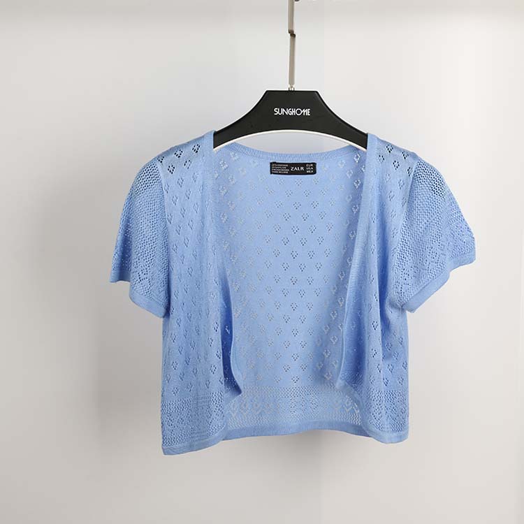 Khăn choàng nhỏ nữ mùa hè mỏng đoạn ngắn hoang dã vest vai nữ ngắn tay cardigan mỏng áo len rỗng áo trắng áo len