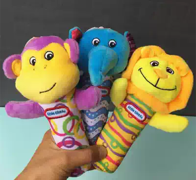 Little Tektronix Newborn baby toy biteable animal Hand rattle with BB device Boy girl 0-1 years old