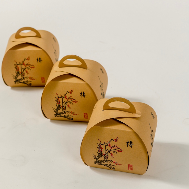 Plum, Orchid, Bamboo, and Chrysanthemum Artistic Dish Presentation Kraft Paper Box Creative Cold Dish Paper Box Restaurant Hotel Banquet Cold Dish Presentation Decoration