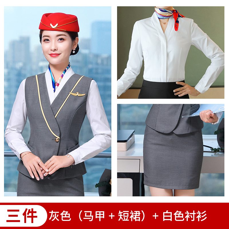 chuyên nghiệp bộ CV thời trang trang trí quần áo bảo hộ ngựa Clip chuyến bay khách sạn attendant quần áo lao động làm đẹp mới của phụ nữ áo giáp ngắn của