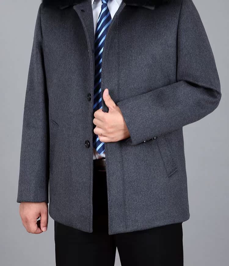 Áo len nam mùa thu và mùa đông Áo len trung niên cashmere mùa đông cha cộng với áo len ngắn nhung dày ao khoac nam
