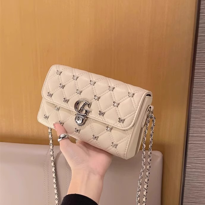 American Genuine Mk Jessie Leather Bag Women's 2026 New Small Square Bag Chain Fashion Summer Crossbody Bag