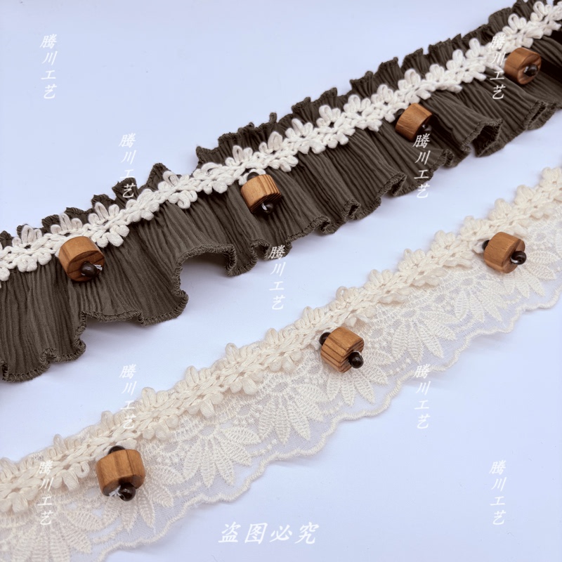 Trendy Curtain Lace Handmade Wooden Bead Lace Trim DIY Clothing Accessories Fairy-Style Lace Strip Trendy Curtain Lace Handmade Wooden Bead Lace Trim DIY Clothing Accessories Fairy-Style Lace Strip