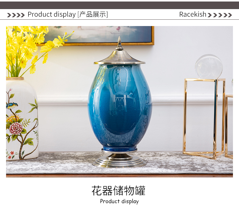 Light European - style key-2 luxury furnishing articles ceramic vase American living room TV cabinet wine show porch decoration flower arranging flowers