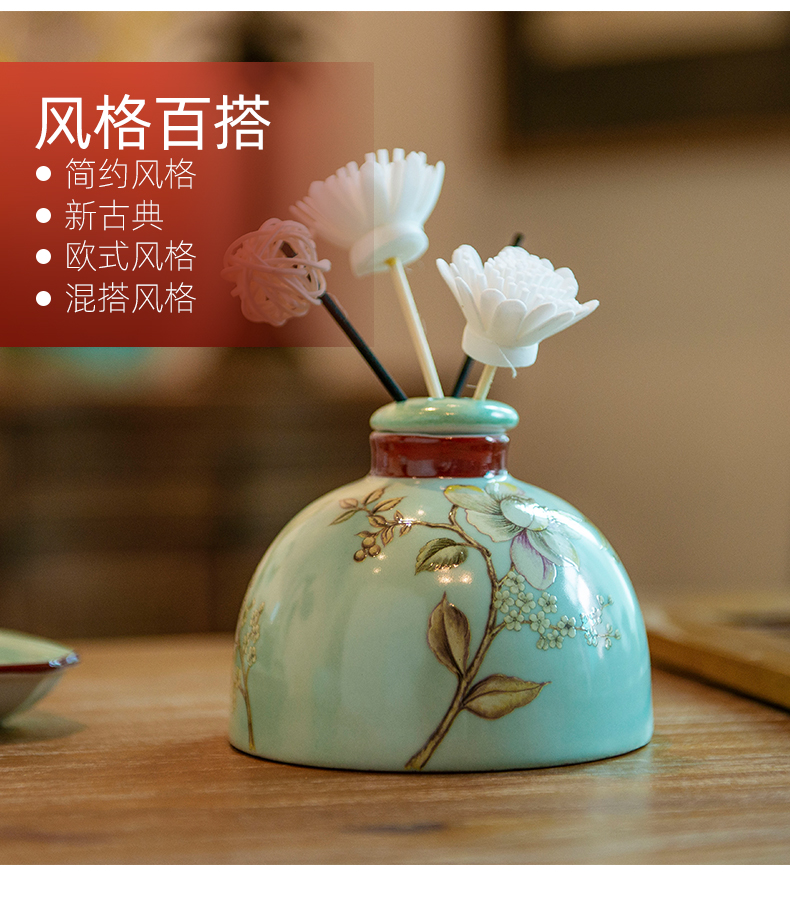 New Chinese style ceramic famille rose aromatherapy bottles of American household adornment bedroom living room furnishing articles aroma stove frame of home stay facility
