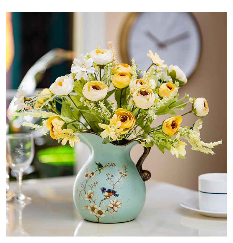 European rural floret bottle milk pot sitting room desktop flower arranging flowers ceramic dried flower simulation flowers floral suit furnishing articles