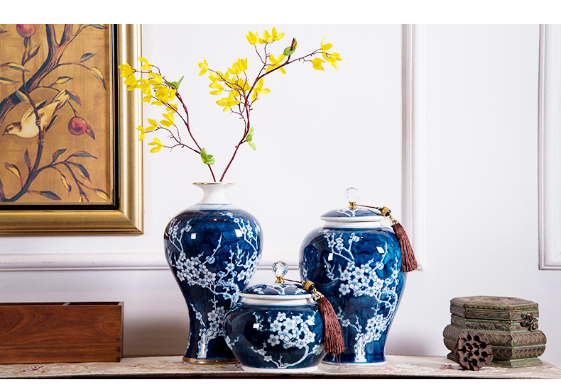 Ceramic hand - made storage tank furnishing articles of new Chinese style example room sitting room porch decoration name plum flower pot general furnishing articles