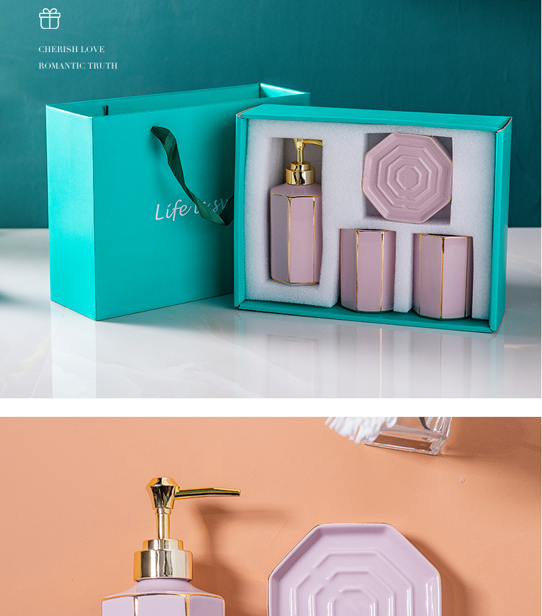 Light European - style key-2 luxury set the see colour that defend bath five contracted high - grade ceramic bathroom toothbrush cup gargle cup suite