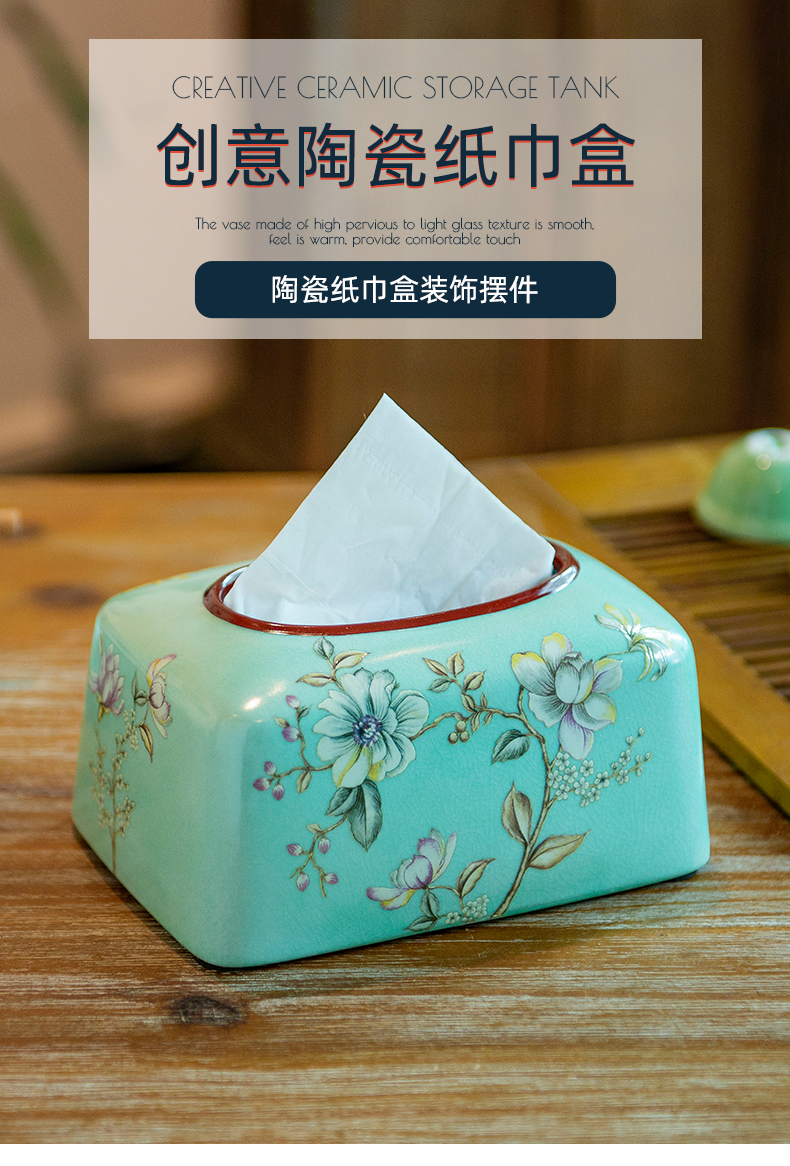 American tissue boxes sitting room tea table of the new Chinese style high temperature ceramic famille rose smoke box between example use the receive the case of a home stay facility