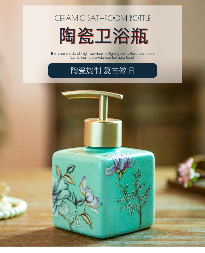 European creative high temperature ceramic hand sanitizer bottle home toilet bath liquid bottle packaging bottles of emulsion on the bottle