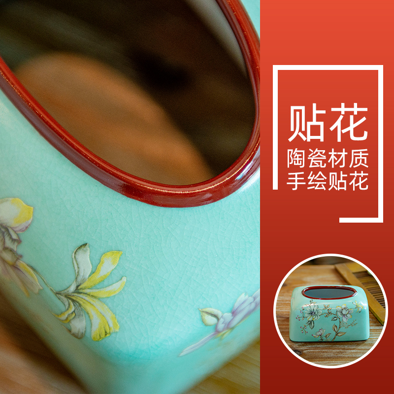 American tissue boxes sitting room tea table of the new Chinese style high temperature ceramic famille rose smoke box between example use the receive the case of a home stay facility