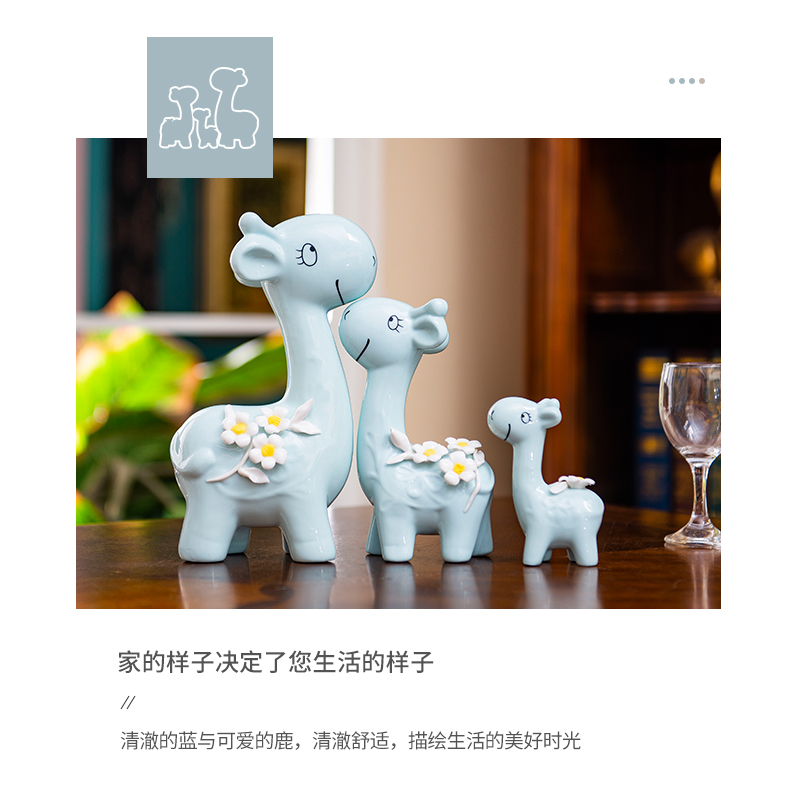 European creative ceramic three deer in furnishing articles contracted household decorates porch decorate TV ark, wedding gift decoration