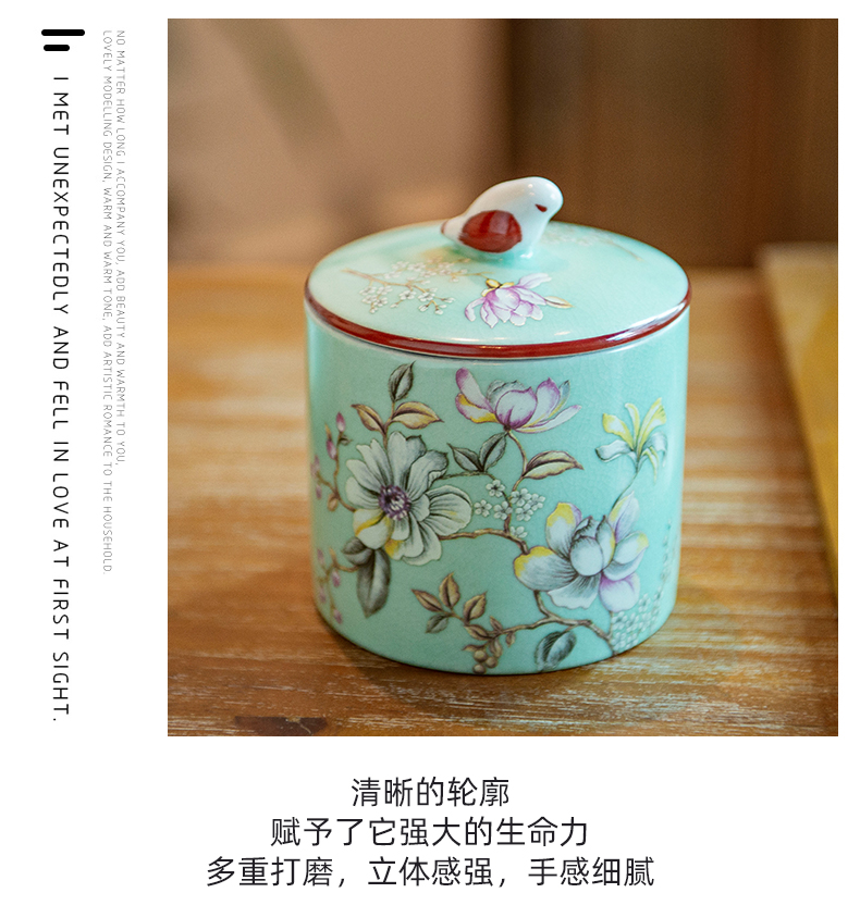 American receive a jar of new Chinese style ceramic famille rose the receive storage tank sitting room tea table desktop furnishing articles home decoration