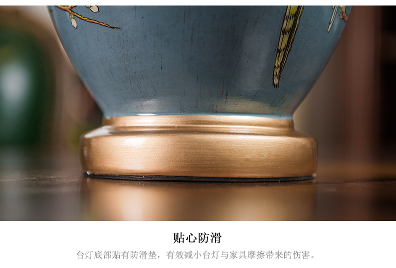 Europe type desk lamp creative berth lamp of bedroom the head of a bed American ceramic painting of flowers and birds sitting room adornment bedroom lamp