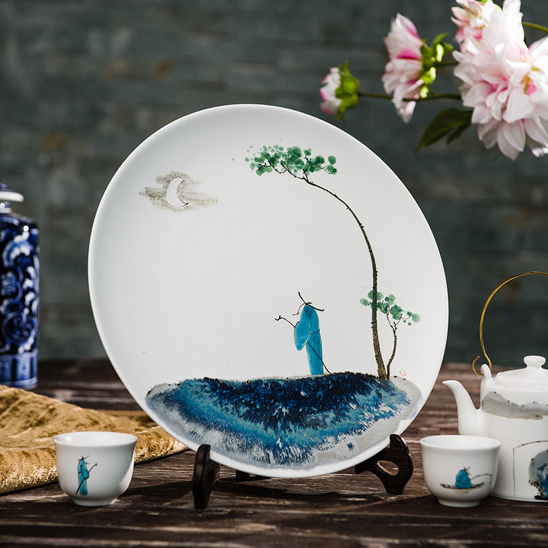 Chinese hand - made decorative plate of creative furnishing articles sitting room porch ark, jingdezhen ceramics handicraft decorative plate