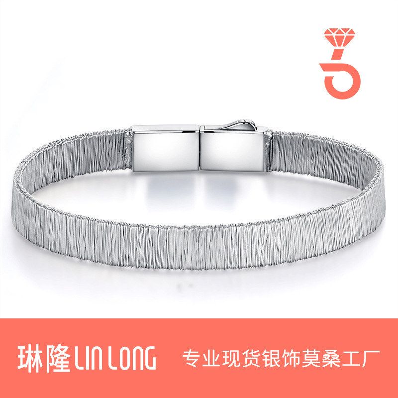 Cross-Border Hand-Inlaid D-Color Moissanite Sterling Silver Bracelet, Foreign Trade Amazon Fashion Bracelet, Women's High-End Jewelry Cross-Border Hand-Inlaid D-Color Moissanite Sterling Silver Bracelet, Foreign Trade Amazon Fashion Bracelet, Women's High-End Jewelry