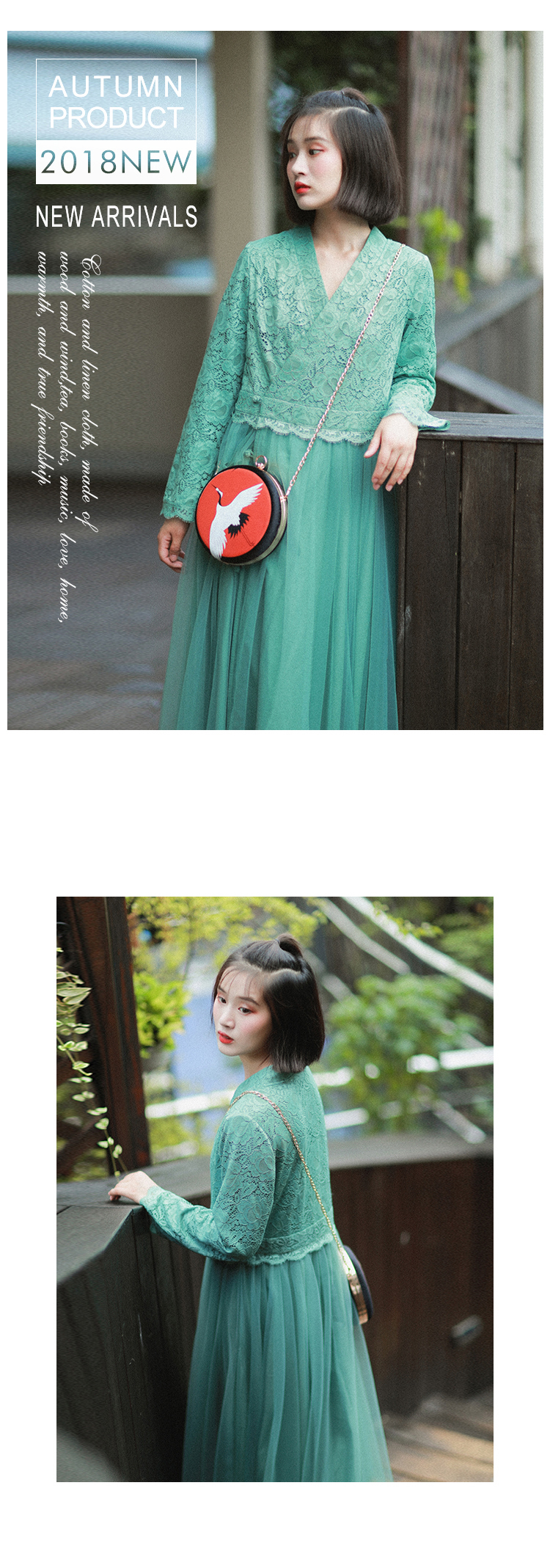 Cotton and linen 2018 mùa thu mới văn học retro cổ áo Hanfu cải tiến ren dài trench coat Áo khoác mỏng nữ áo khoác thể thao nữ
