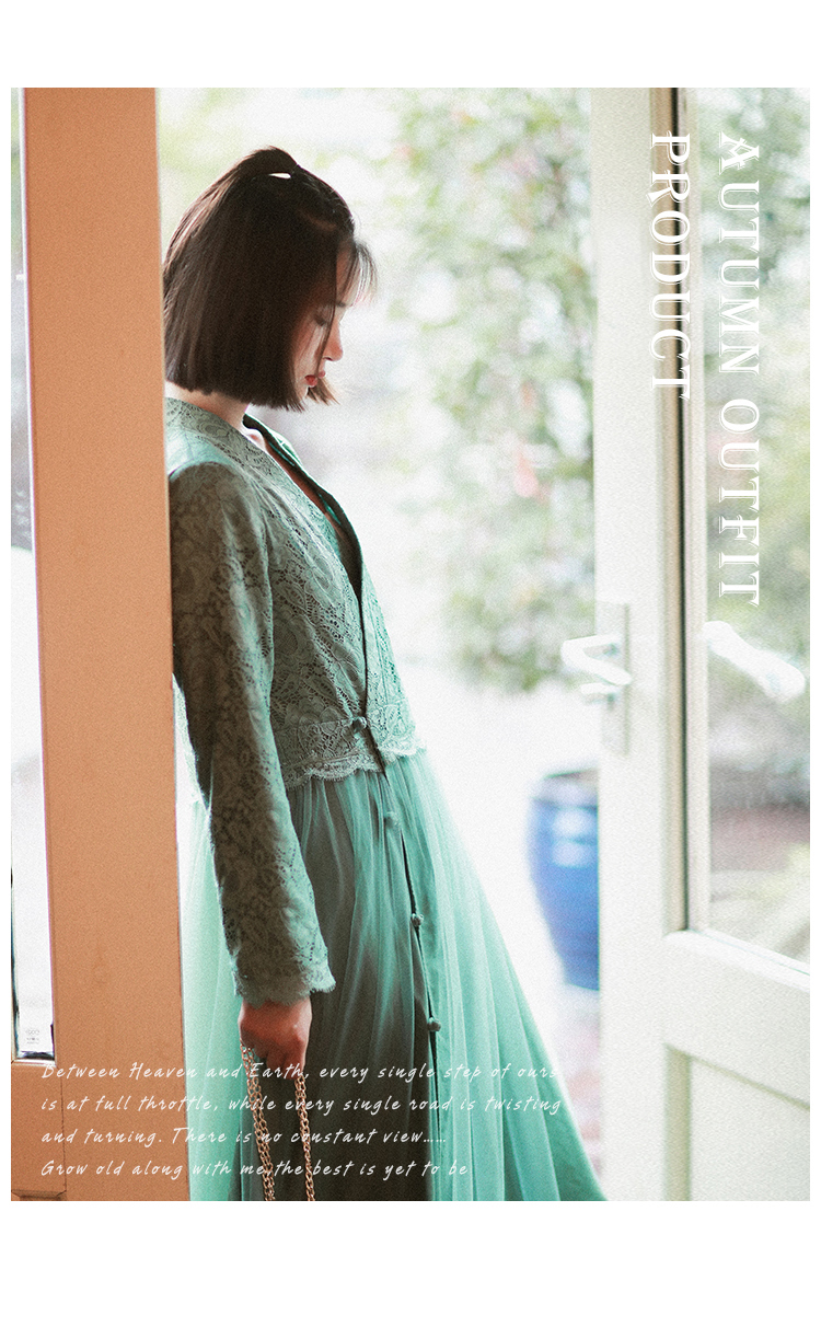 Cotton and linen 2018 mùa thu mới văn học retro cổ áo Hanfu cải tiến ren dài trench coat Áo khoác mỏng nữ áo khoác thể thao nữ