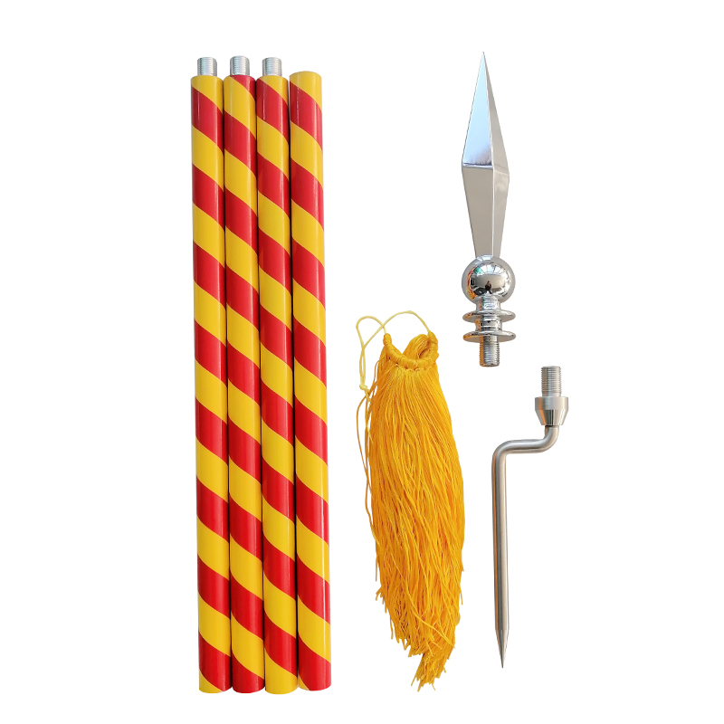 The honor guard awarded flag fire rescue parade flag flag ceremony stainless steel gun head red and yellow handheld chess pole