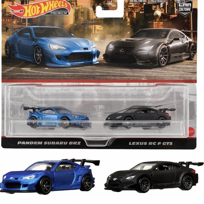 Hot Wheels Alloy Sports Car Dual Car Series Subaru Brz Lexus Rcf Gt3 Metal Base Rubber Tires