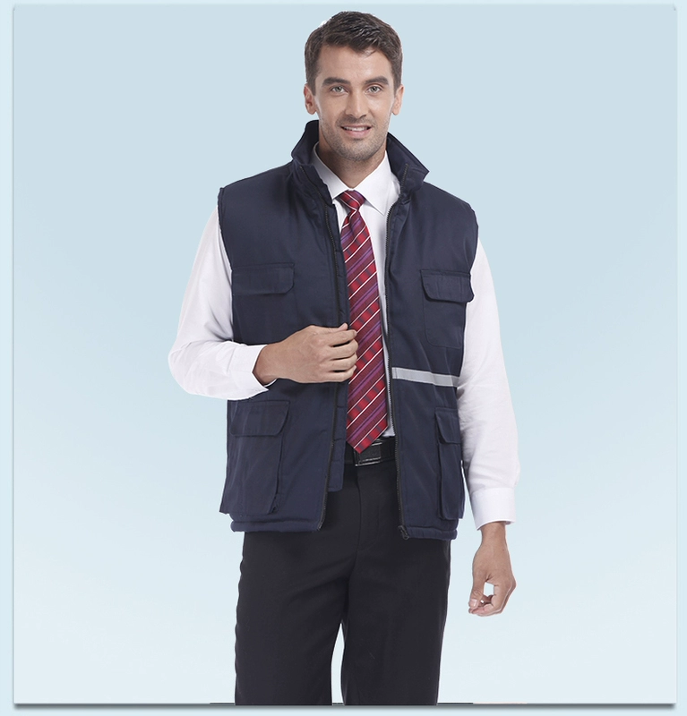 Áo vest cotton khóa kéo đám cưới giản dị vest kỹ thuật ngoài trời vest công sở vest vest đa túi áo khoác nam giả vest