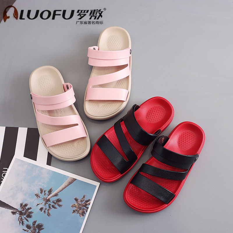 Luo compress LUOFU cool slippers male and female big child non-slip soft bottom room for wearing dual-use 100 lap fashion male and female slippers-Taobao