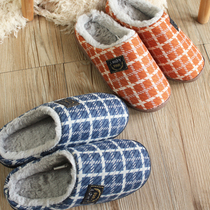 Juyun autumn and winter new check jacquard knitted home shoes slippers female British doctrine FL19211