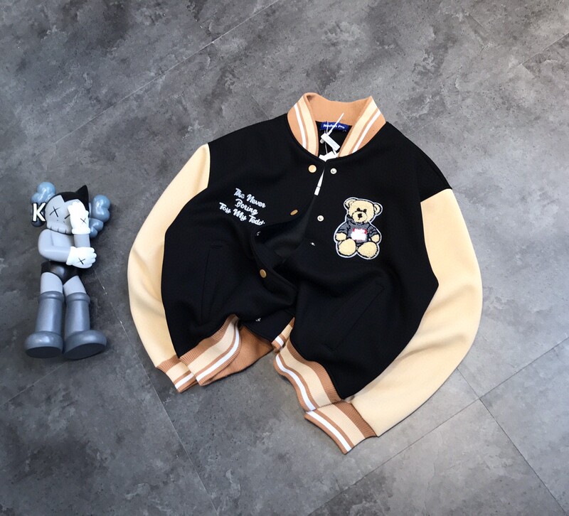 Embroidered Baseball Jacket Original National Trend Spring and Autumn Loose Trendy Versatile American Retro Teddy Bear Jacket for Women