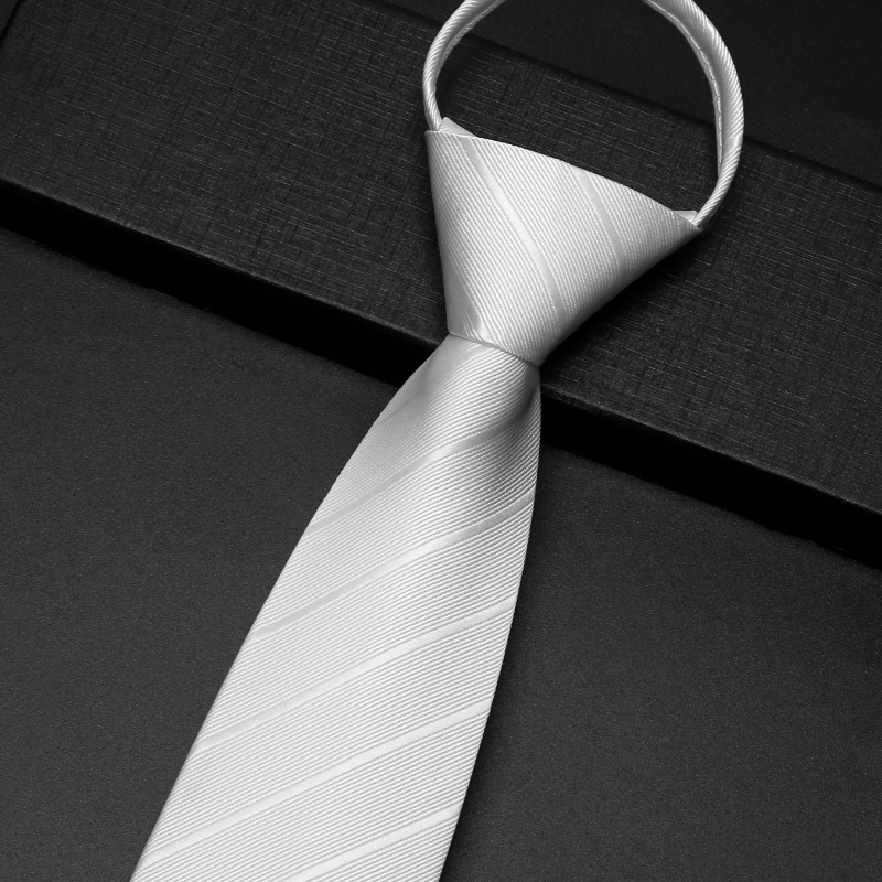 White Twill No-Tie Tie Zipper Style Men's Wedding White Suit Shirt High-End Groom Lazy Tie