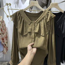 European long-sleeved chiffon shirt womens 2022 spring and autumn new age-reducing ruffled foreign style chic and beautiful small shirt top