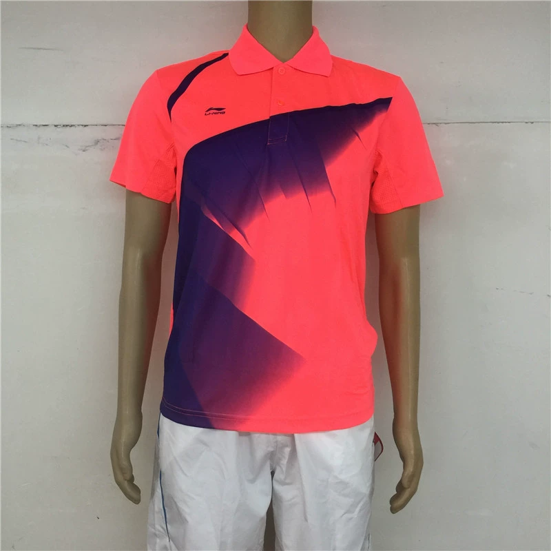 Li Ning Men Series cầu lông thể thao thời trang và thi đấu giải trí Áo thun ngắn tay áo thun AAYK095-4 - Áo phông thể thao áo phông lining