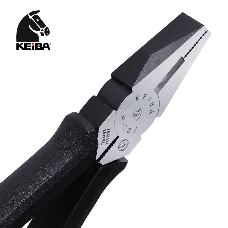 Horse-card KEIBA electrician flat-mouth pliers P-107 old tiger pliers 7-day flat cheeked pliers cut wire pliers 175mm 