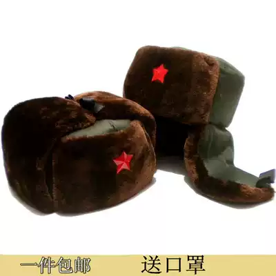 Hot sale cotton cap Lei Feng hat retro military green five-pointed star hat red five-star men and women winter ear protection hat
