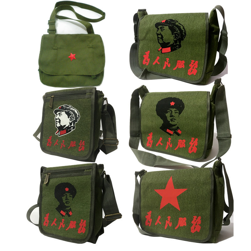 Men and women Canvas Bag Single Shoulder Bag Han Edition Tide Casual Canvas Man Bag Slanted Satchel red Five Star Chairs Package Lei Feng Package-Taobao