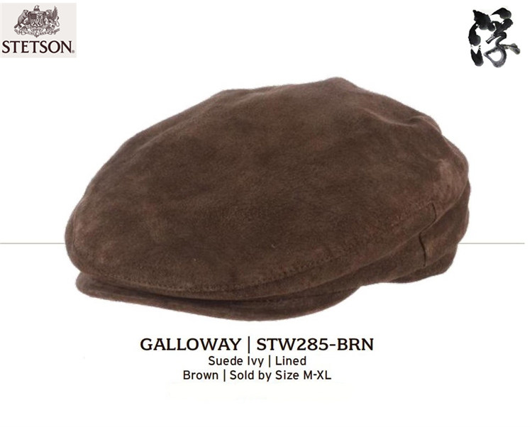 American imports Stetson retro made of old soft genuine leather GALLOWAY brown suede Ivy flat cap