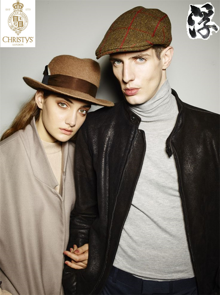 Christys Christy TWEED BALMORAL fish bones, UK, and horizontally flattened round caps