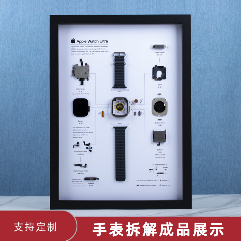 Watch Specimen Apple Watch Framed Photo Frame Finished Product Disassembled Display Painting Simple Modern Decorative Painting Solid Wood Frame
