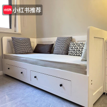 Sofa bed solid wood dual-purpose sofa folding bed small apartment living room sitting and sleeping bed single pull-out push-pull bed retractable bed
