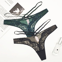 imbenita sexy transparent mesh yarn dresses Pants Lace Lace lace individuality dew belt Thin Tpants Women