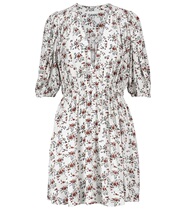  2021 GANNI floral crepe lady mini one-piece dress