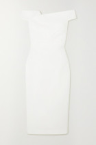 2020 ROLAND MOURET Monamy Off Shoulder Wool Crepe Midi Dress