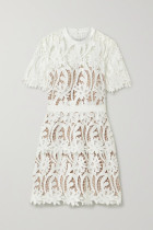 2020 SELF-PORTRAIT WOMENs GROSGRAIN TRIM CONVEX FLOWER LACE MINI DRESS